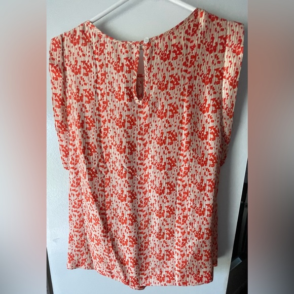 LOEFFLER RANDALL 100% SILK SLEEVELESS KIMONO BLOUSE IN ORANGE & IVORY - SIZE 6 - Picture 8 of 12